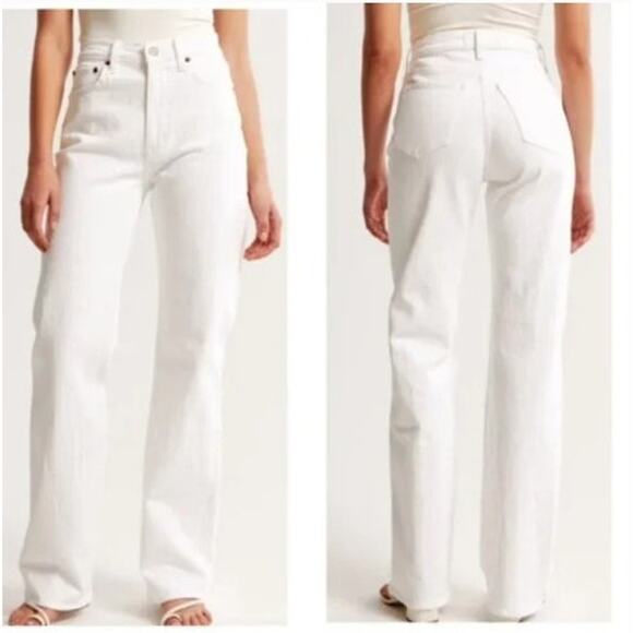 Abercrombie & Fitch The 90's Relaxed Jean High Rise Size 35‎ 20S In White - Picture 1 of 8